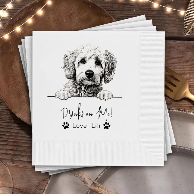 Servilleta De Papel Bebidas Personalizadas De Perro Goldendoodle Sobre (Subido por el creador)