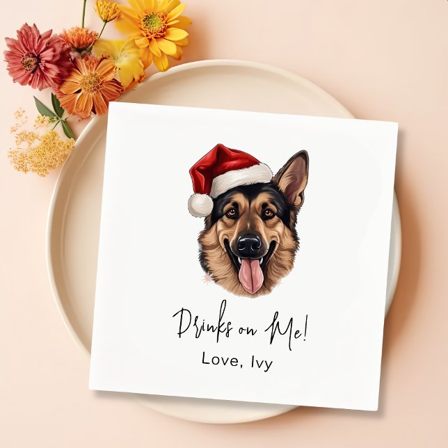 Servilleta De Papel Bebidas personalizadas de perro pastor alemán sobr (Subido por el creador)