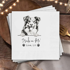 Servilleta De Papel Bebidas personalizadas de perro pastor australiano