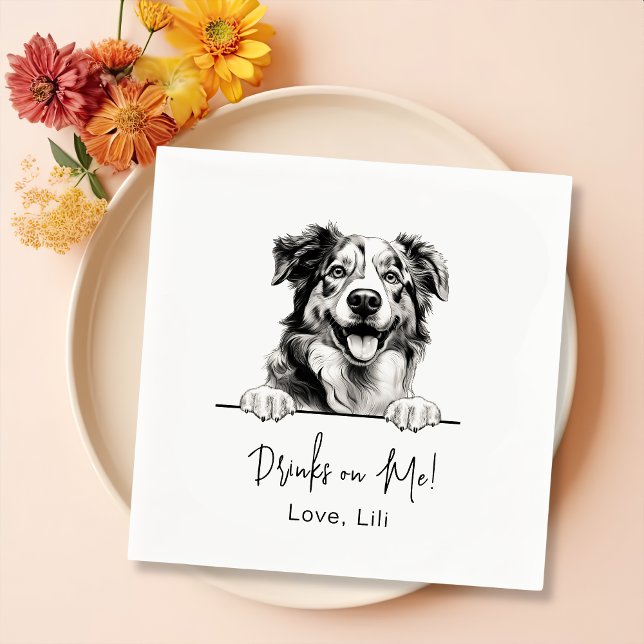 Servilleta De Papel Bebidas personalizadas de perro pastor australiano (Subido por el creador)