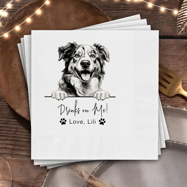 Servilleta De Papel Bebidas personalizadas de perro pastor australiano (Subido por el creador)