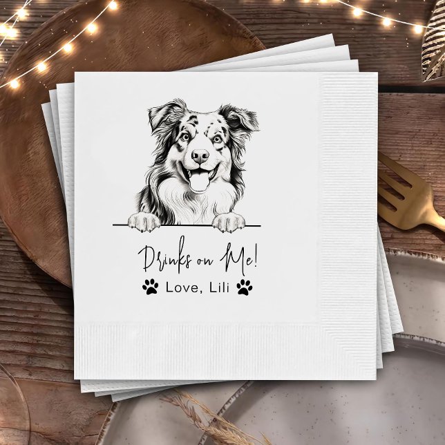 Servilleta De Papel Bebidas personalizadas de perro pastor australiano (Subido por el creador)