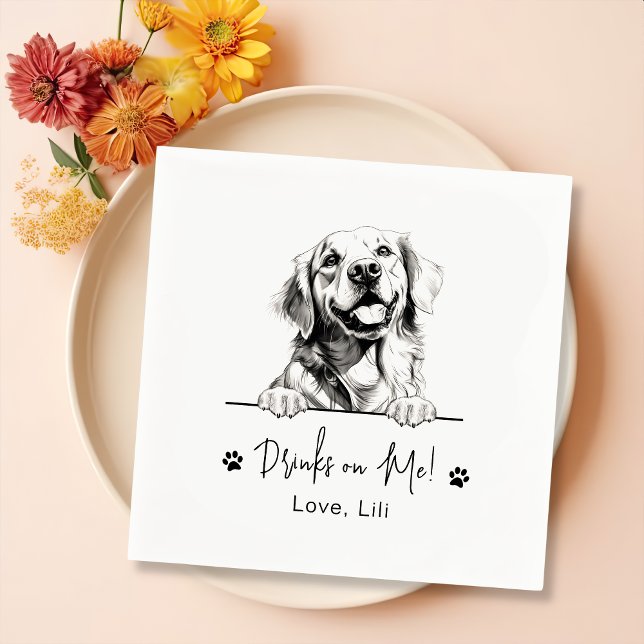 Servilleta De Papel Bebidas Personalizadas De Perro Recuperador De Oro (Subido por el creador)