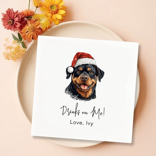 Servilleta De Papel Bebidas Personalizadas Del Perro Rottweiler Sobre  (Subido por el creador)