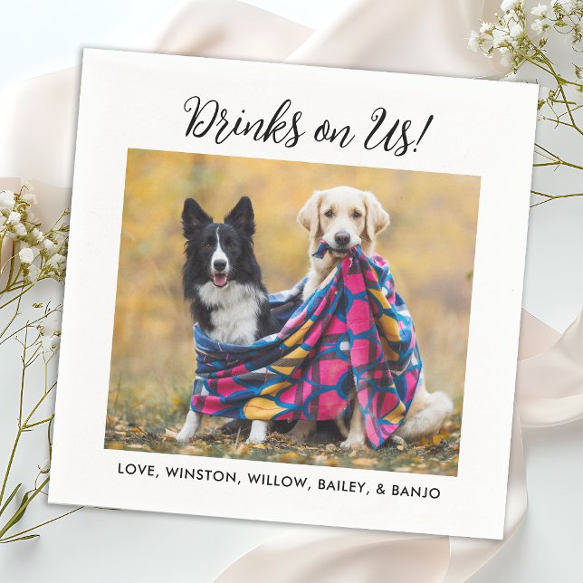 Servilleta De Papel Bebidas sobre el Boda de perro Mascota moderno con (Subido por el creador)