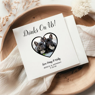 Servilleta De Papel Bebidas Sobre Nosotros, Simple Boda De Mascota De 