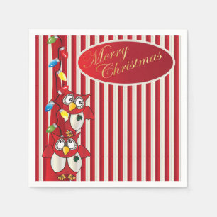 Servilleta De Papel Bechuzas Navideñas Cute Merry