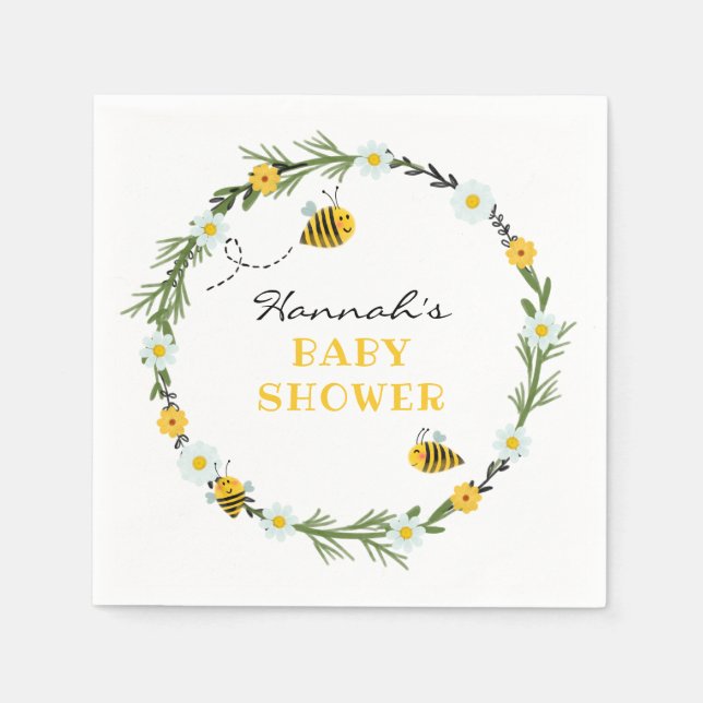 Servilleta De Papel Bee Baby Shower (Anverso)