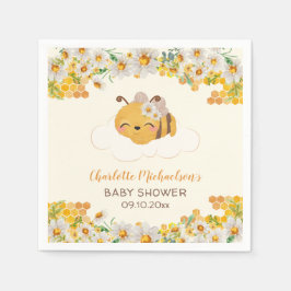Servilleta De Papel Bee Baby Shower Floral Honeycomb