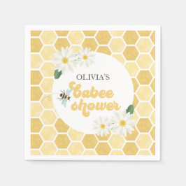 Servilleta De Papel Bee Baby Shower honeycomb y daisies
