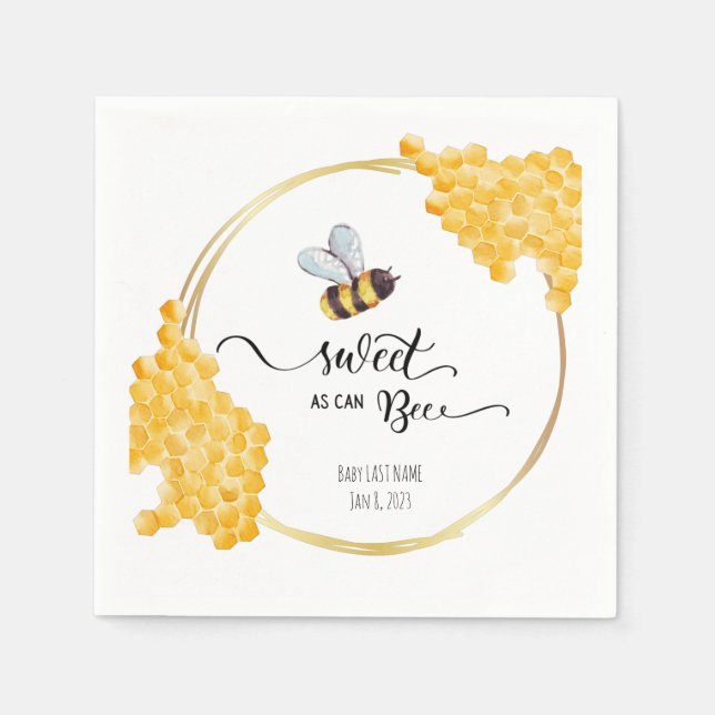 Servilleta De Papel Bee Baby Shower Napkin (Anverso)