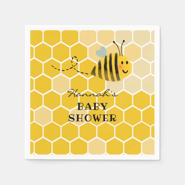 Servilleta De Papel Bee Baby Shower Napkin (Anverso)