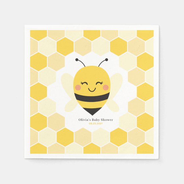 Servilleta De Papel Bee Baby Shower Napkins con diseño Honeycomb (Anverso)
