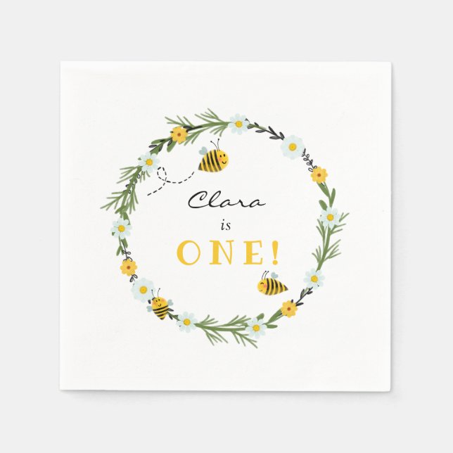 Servilleta De Papel Bee Birthday (Anverso)