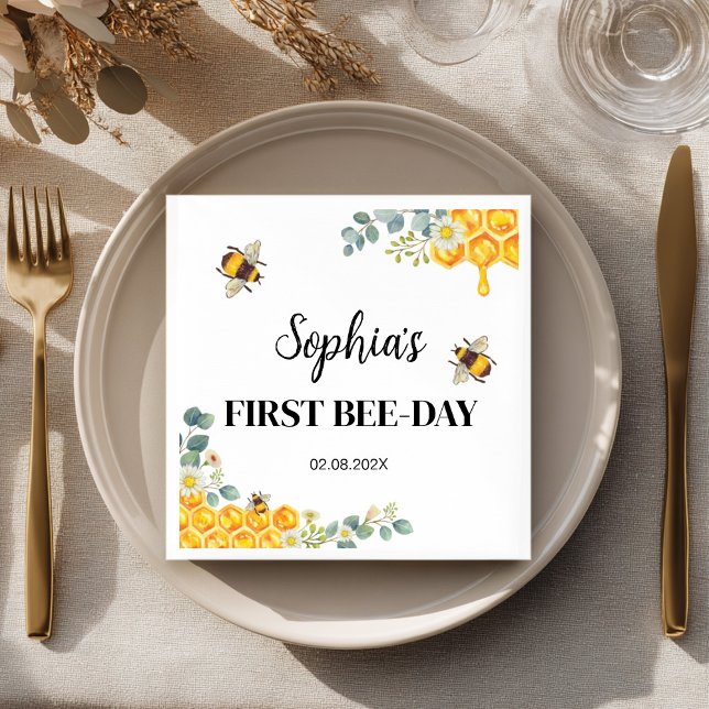 Servilleta De Papel Bee Birthday Baby Shower (Subido por el creador)