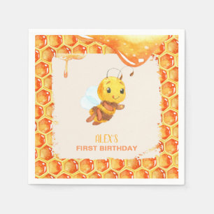 Servilleta De Papel Bee Birthday Napkin - Personalizado