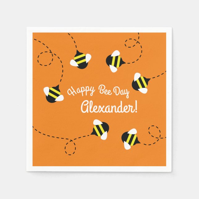 Servilleta De Papel Bee Day 1er cumpleaños Fiestas Napkins (Anverso)