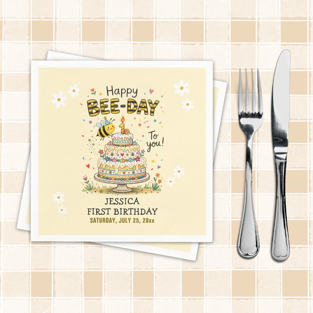 Servilleta De Papel Bee Day First Birthday Party Paper Napkins (Subido por el creador)