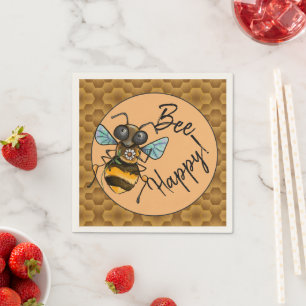 Servilleta De Papel Bee Happy Adorable Honeybee