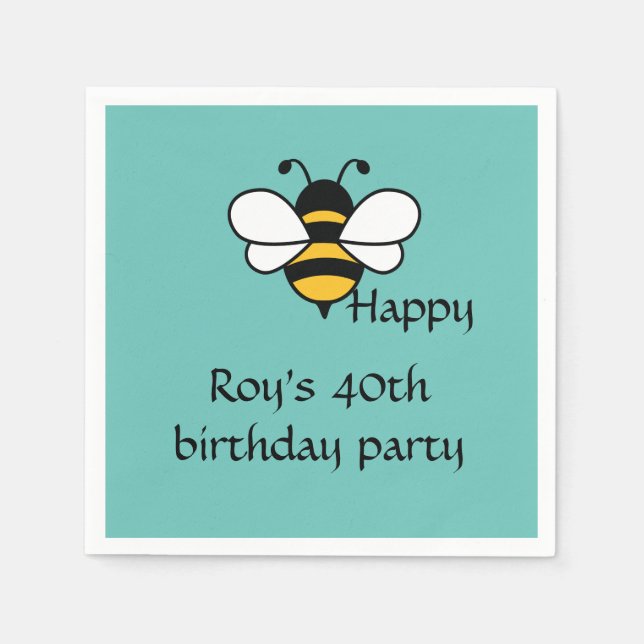 Servilleta De Papel Bee Happy texto editable (Anverso)