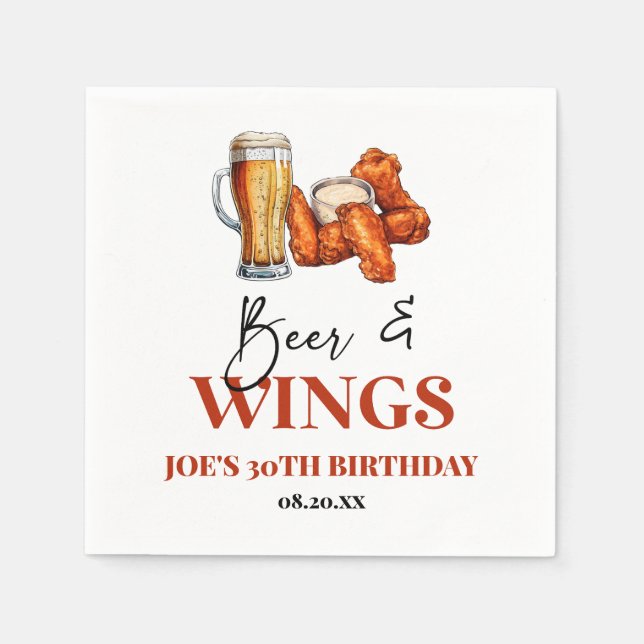 Servilleta De Papel Beer and Wings Birthday Party (Anverso)