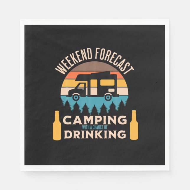 Servilleta De Papel Beer Camping With Beer Birthday (Anverso)