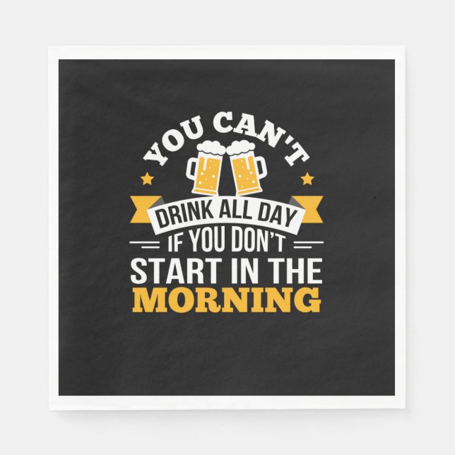 Servilleta De Papel Beer Drinking All Day Dont Start Morning Birthday (Anverso)
