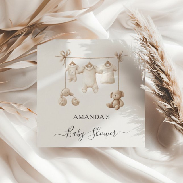 Servilleta De Papel Beige Baby Clothes And Toys Baby Shower (Subido por el creador)