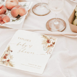 Servilleta De Papel Beige Boho Pampas Grass Baby Shower