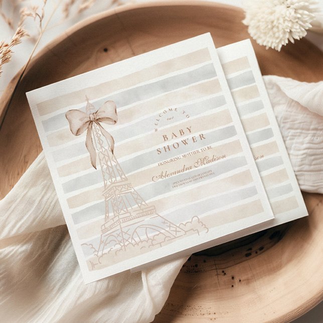 Servilleta De Papel Beige Bow Bonjour Bebe Baby Shower (Subido por el creador)