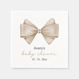 Servilleta De Papel Beige Bow Modern Boho Baby Shower Napkins