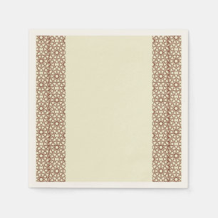 Servilleta De Papel Beige Brown Rústico Islámico Geométrico Frontera Ú