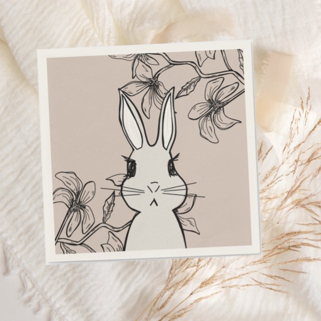 Servilleta De Papel Beige Bunny Floral Spring (Subido por el creador)