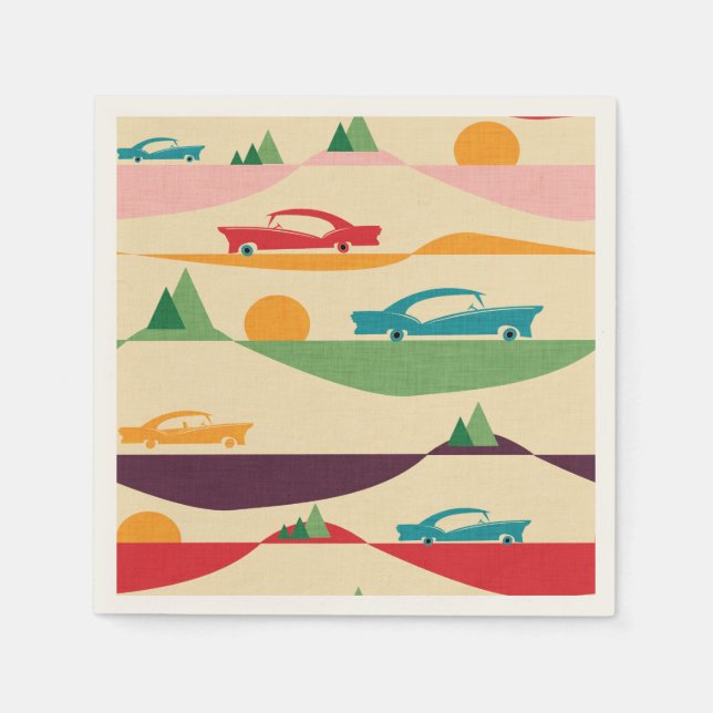 Servilleta De Papel beige de vacaciones retro (Anverso)