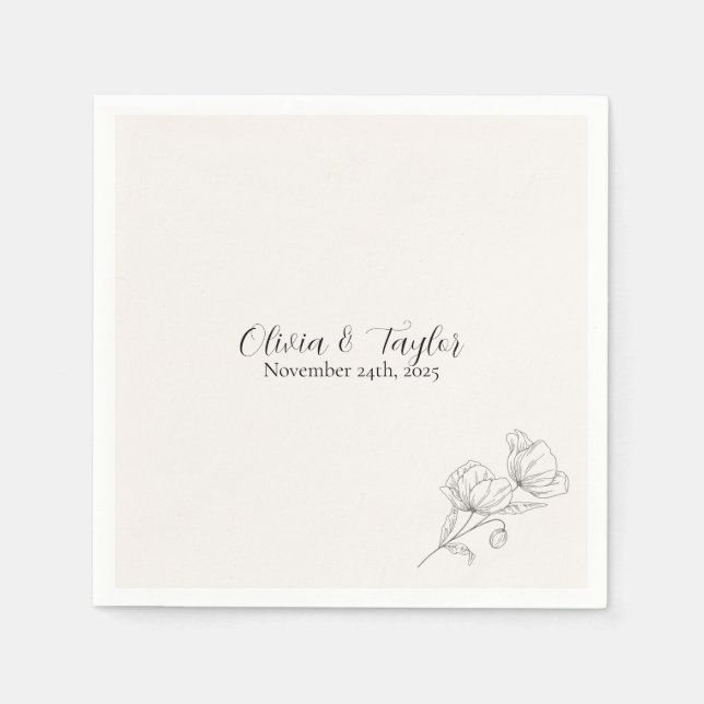 Servilleta De Papel Beige Elegance Wedding Napkins (Anverso)