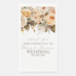 Servilleta De Papel Beige floral botánico nupcial marrón neutral