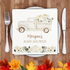 Servilleta De Papel Beige Neutral Pequeña Calabaza Cuta Baby Shower