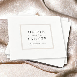 Servilleta De Papel Beige neutro simple y elegante Boda blanco
