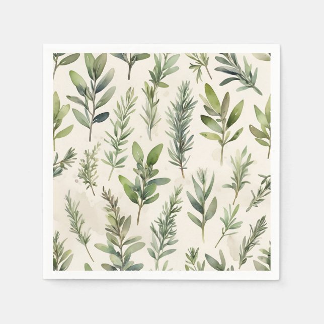 Servilleta De Papel Beige pálido con hierba verde suave (Anverso)