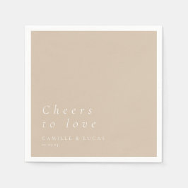 Servilleta De Papel Beige Saluda Al Boda Personalizado