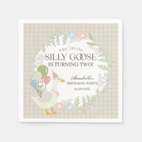 Beige Silly Goose Floral Gingham Cumpleaños