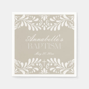 Servilleta De Papel Beige Talavera Tile Español Fiesta Baptismo