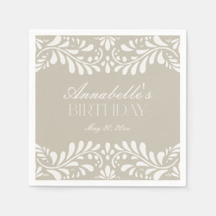 Servilleta De Papel Beige Talavera Tile Fiesta Española Cumpleaños