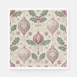 Servilleta De Papel Beige Vintage Bauble Christmas Holiday