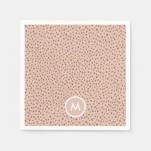Servilleta De Papel Beige y Boho Terracotta Brown Dots Monograma