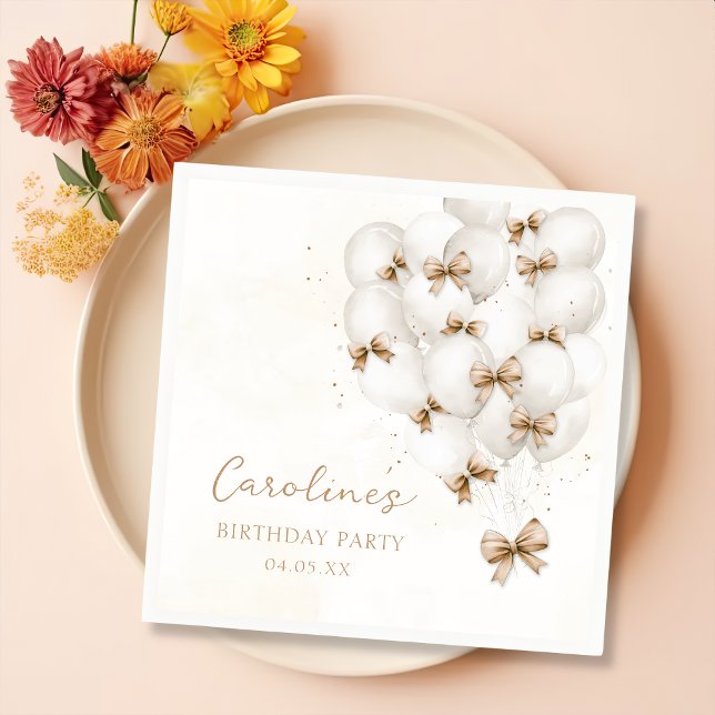 Servilleta De Papel Beis Bow Balloons Napkins de cumpleaños (Subido por el creador)