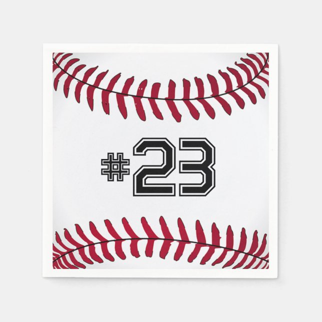Servilleta De Papel Béisbol blanco con número (Anverso)