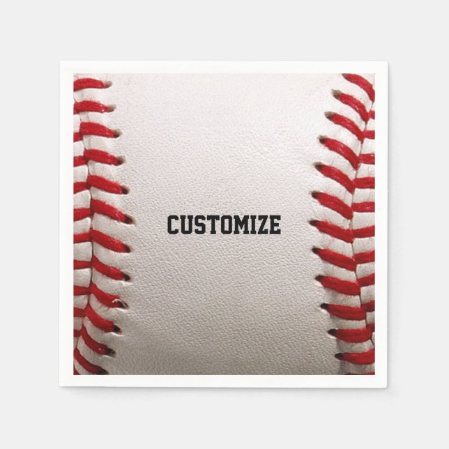 Servilleta De Papel Béisbol con texto de Personalizable (Anverso)