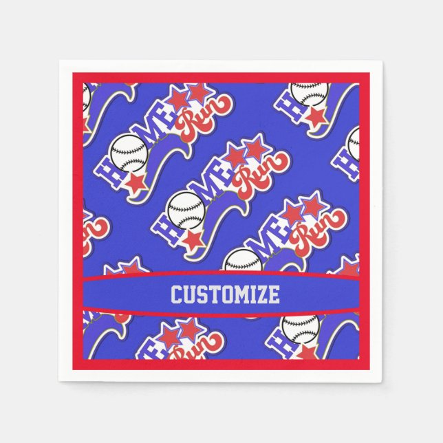 Servilleta De Papel Béisbol de carreras Blue Home Run (Anverso)