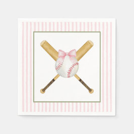 Servilleta De Papel Béisbol de franja rosa 